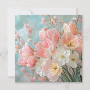 Zachte pastellente bloemen ontwerp delicate bloeme feestdagenkaart