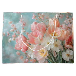 Zachte pastellente bloemen ontwerp delicate bloeme groot cadeauzakje