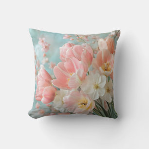 Zachte pastellente bloemen ontwerp delicate bloeme kussen