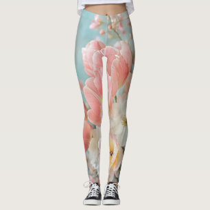 Zachte pastellente bloemen ontwerp delicate bloeme leggings