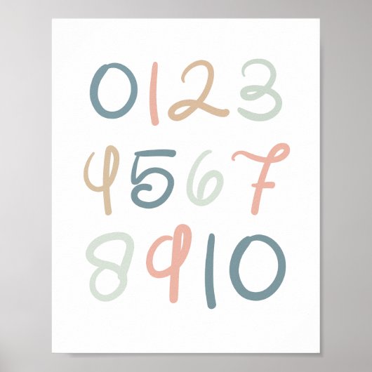 Zachte pastelnummers - Educatieve kinderkamer kuns Poster (Voorkant)