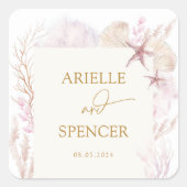 Zachte pasteloceaan onder het Zee Wedding Favors Vierkante Sticker (Voorkant)