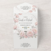 Zachte pastelpapiertuin | Minimale bloemenbruiloft All In One Uitnodiging (Buitenkant)