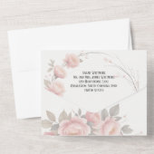 Zachte pastelpapiertuin | Minimale bloemenbruiloft All In One Uitnodiging (Achterkant)