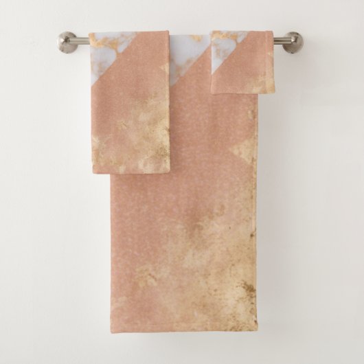 Zachte pastelperzik marmeren handdoeken (Insitu)