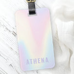 Zachte pastelregenboog, trendy modern minimaal bagagelabel<br><div class="desc">Rendy bagagelabel met een zachte pastelregenboogachtergrond en jouw naam in licht paars.</div>