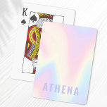 Zachte pastelregenboog, trendy modern minimaal pokerkaarten<br><div class="desc">Rendy speelkaarten met een zachte pastelregenboogachtergrond en jouw naam in licht paars.</div>