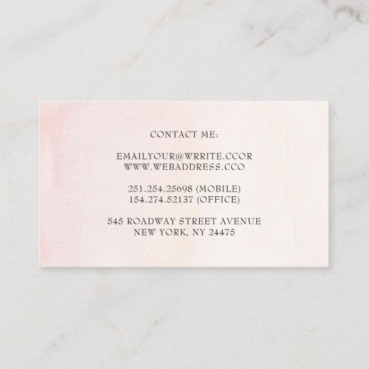 Zachte pastelroze bloemen Elegant Stijlvol Modern Visitekaartje (Achterkant)
