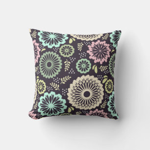 Zachte pastelroze en turquoise bloem Vintage Botan Kussen
