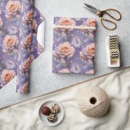 Zachte Pastelrozen in tinten perzik en lichtroze Cadeaupapier