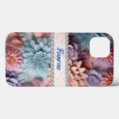Zachte pastels 3D dahlia's & rozen, diamant lijst Case-Mate iPhone Case (Achterkant (horizontaal))