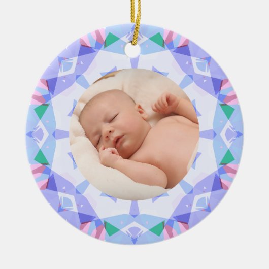 Zachte  Pastels Custom Christmas Photo Afbeelding Keramisch Ornament (Voorkant)