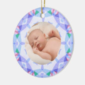 Zachte  Pastels Custom Christmas Photo Afbeelding Keramisch Ornament (Links)