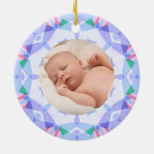 Zachte  Pastels Custom Christmas Photo Afbeelding Keramisch Ornament (Achterkant)