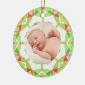 Zachte  Pastels Custom Christmas Photo Afbeelding Keramisch Ornament (Links)
