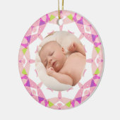 Zachte  Pastels Custom Christmas Photo Afbeelding Keramisch Ornament (Links)