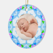 Zachte  Pastels Custom Christmas Photo Afbeelding Keramisch Ornament (Links)