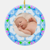 Zachte  Pastels Custom Christmas Photo Afbeelding Keramisch Ornament (Achterkant)