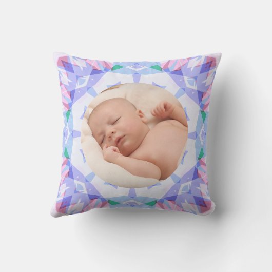 Zachte  Pastels Custom Christmas Photo Afbeelding Kussen (Achterkant)