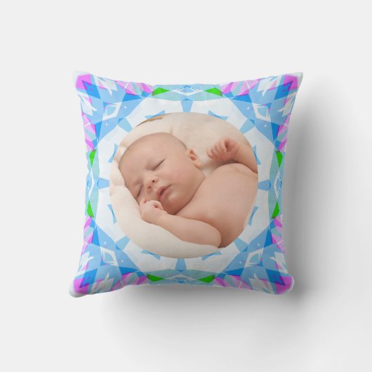 Zachte Pastels Custom Christmas Photo Afbeelding Kussen (Achterkant)