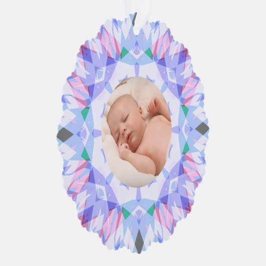 Zachte Pastels Custom Christmas Photo Afbeelding Ornament Kaart (Rechts)