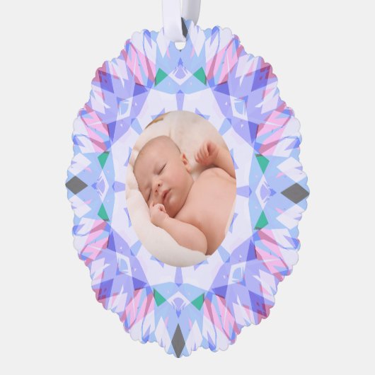 Zachte Pastels Custom Christmas Photo Afbeelding Ornament Kaart (Links)