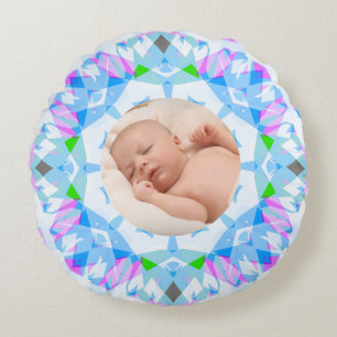 Zachte Pastels Custom Christmas Photo Afbeelding Rond Kussen