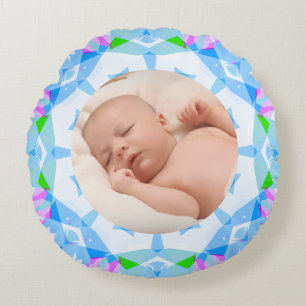 Zachte  Pastels Custom Christmas Photo Afbeelding Rond Kussen