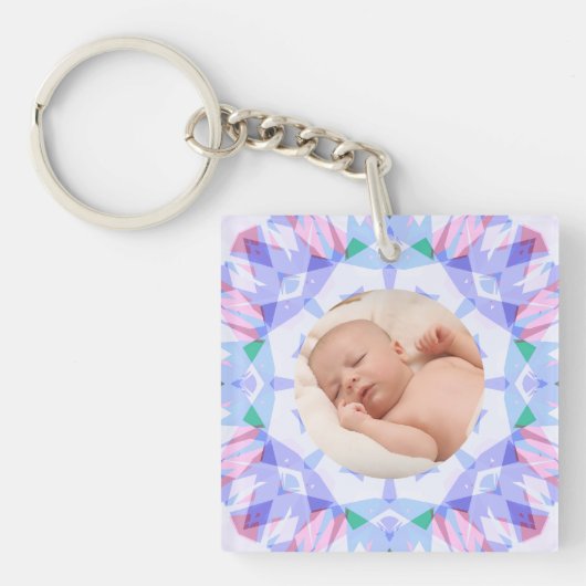 Zachte  Pastels Custom Christmas Photo Afbeelding Sleutelhanger (Voorkant)