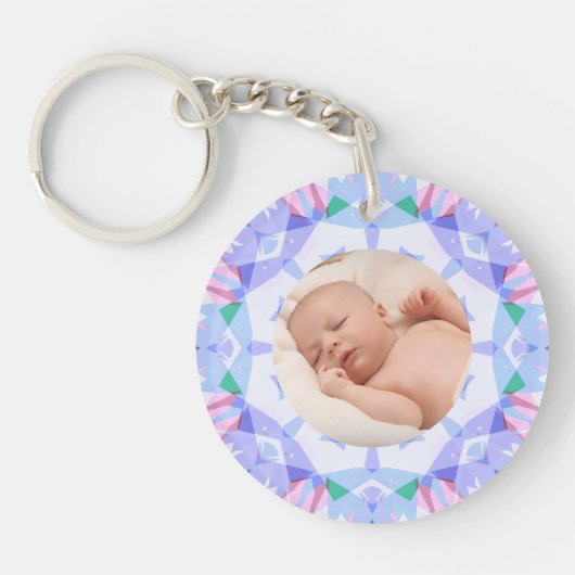 Zachte  Pastels Custom Christmas Photo Afbeelding Sleutelhanger (Voorkant)