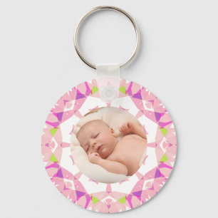 Zachte  Pastels Custom Christmas Photo Afbeelding Sleutelhanger