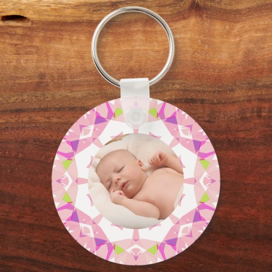 Zachte  Pastels Custom Christmas Photo Afbeelding Sleutelhanger (Achterkant)