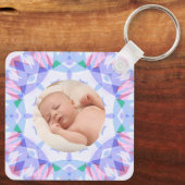 Zachte  Pastels Custom Christmas Photo Afbeelding Sleutelhanger (Achterkant)