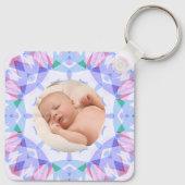 Zachte  Pastels Custom Christmas Photo Afbeelding Sleutelhanger (Achterkant)