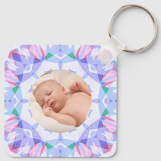 Zachte  Pastels Custom Christmas Photo Afbeelding Sleutelhanger (Achterkant)