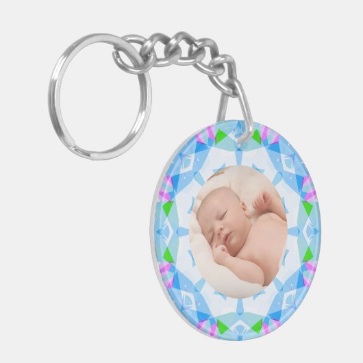 Zachte Pastels Custom Christmas Photo Afbeelding Sleutelhanger (Voorkant Links)