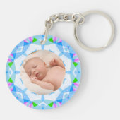 Zachte  Pastels Custom Christmas Photo Afbeelding Sleutelhanger (Achterkant)