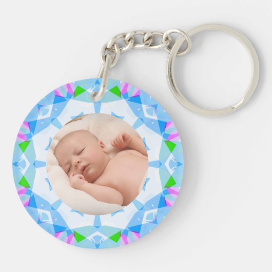 Zachte Pastels Custom Christmas Photo Afbeelding Sleutelhanger (Achterkant)