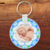 Zachte  Pastels Custom Christmas Photo Afbeelding Sleutelhanger (Achterkant)