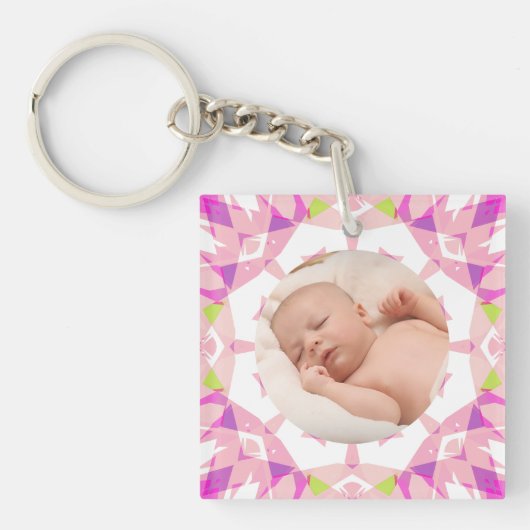 Zachte  Pastels Custom Christmas Photo Afbeelding Sleutelhanger (Voorkant)