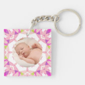 Zachte  Pastels Custom Christmas Photo Afbeelding Sleutelhanger (Achterkant)