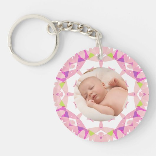 Zachte  Pastels Custom Christmas Photo Afbeelding Sleutelhanger (Voorkant)