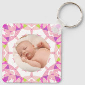 Zachte  Pastels Custom Christmas Photo Afbeelding Sleutelhanger (Achterkant)