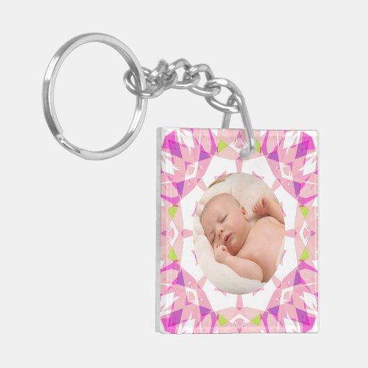Zachte  Pastels Custom Foto Moederdag Mum Sleutelhanger (Voorkant Links)