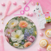 Zachte Pastels Floral Print Papieren Bordje (Feest)