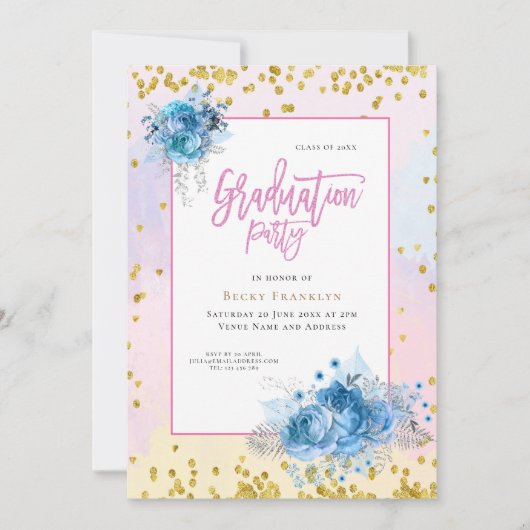 Zachte pastels/floreel/Confetti/Afstuderen Kaart (Voorkant)