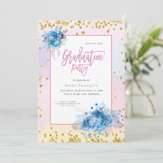 Zachte pastels/floreel/Confetti/Afstuderen Kaart (Staand voorkant)