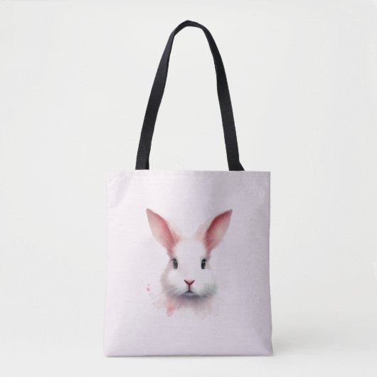 Zachte Pastels: Roze Bunny Canvas tas (Voorkant)