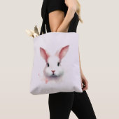 Zachte Pastels: Roze Bunny Canvas tas (Dichtbij)