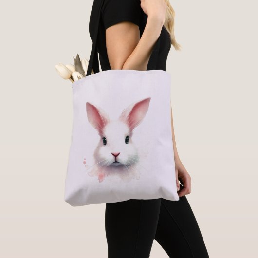 Zachte Pastels: Roze Bunny Canvas tas (Dichtbij)